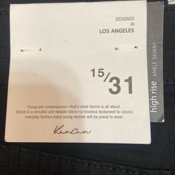NWT KanCan Dayana Black High Rise Ankle Skinny Jeans Asymmetrical Raw Hem 15/31 - Picture 2 of 12